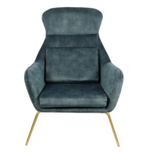 Rodario Ausgefallener Sessel aus Samtvelours Blau Metall Messingfarben