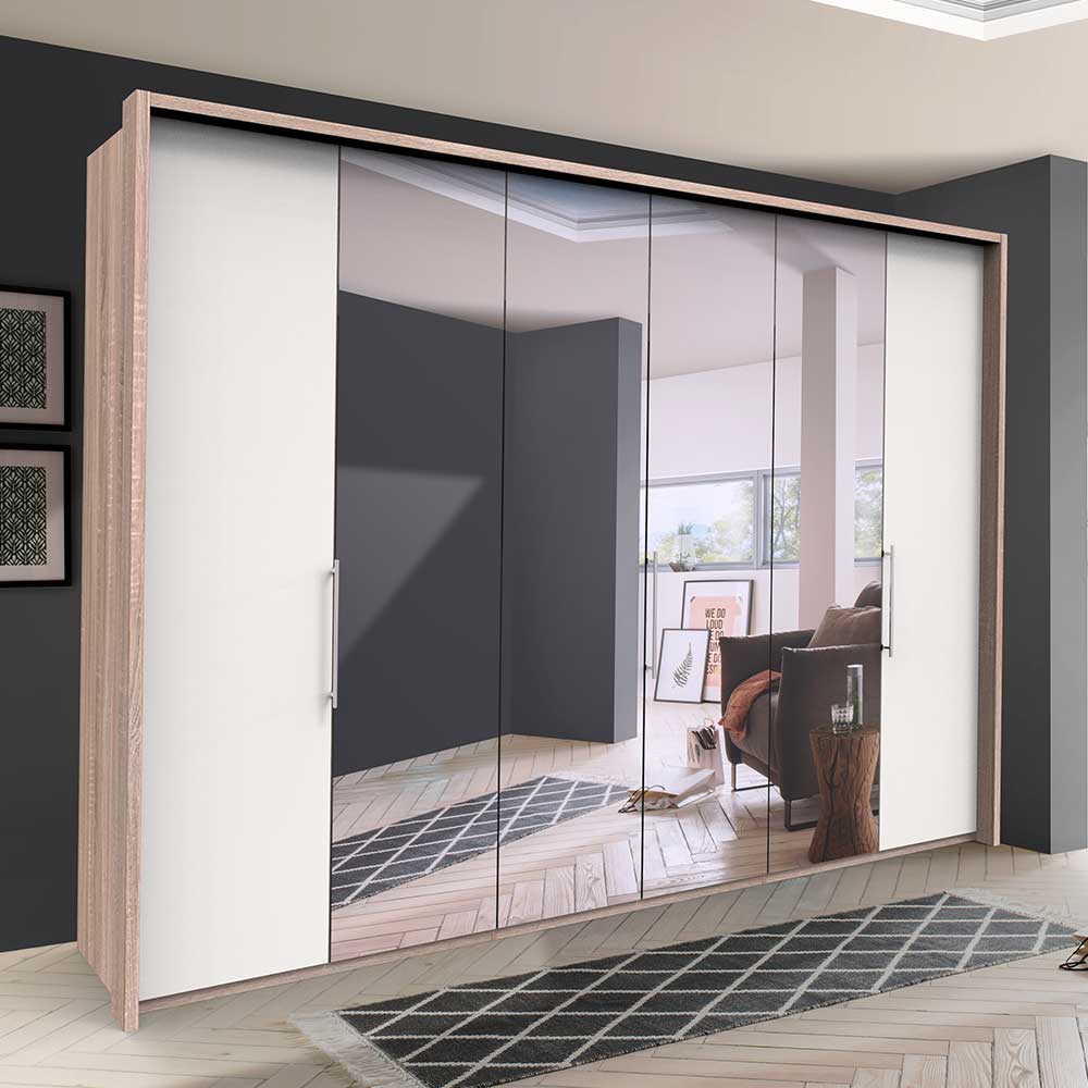 Franco Möbel Großer Spiegel Schlafzimmerschrank mit Falttüren Made in Germany