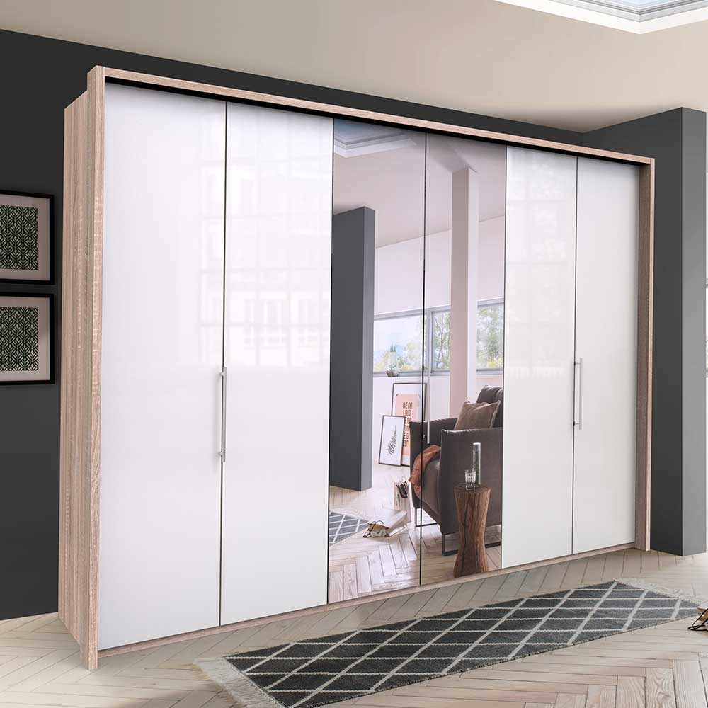 Franco Möbel Spiegel Schlafzimmerkleiderschrank mit drei Falttüren modern
