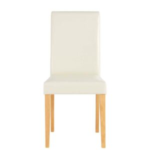 Möbel4Life Esstühle in Creme Weiß Kunstleder hoher Lehne (2er Set)