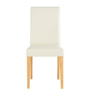 Möbel4Life Esstühle in Creme Weiß Kunstleder hoher Lehne (2er Set)