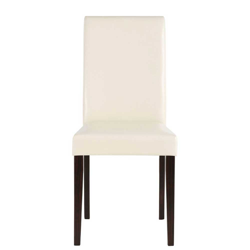 Möbel4Life Esszimmerstühle in Creme Weiß Kunstleder Massivholzgestell in Wenge (2er Set)
