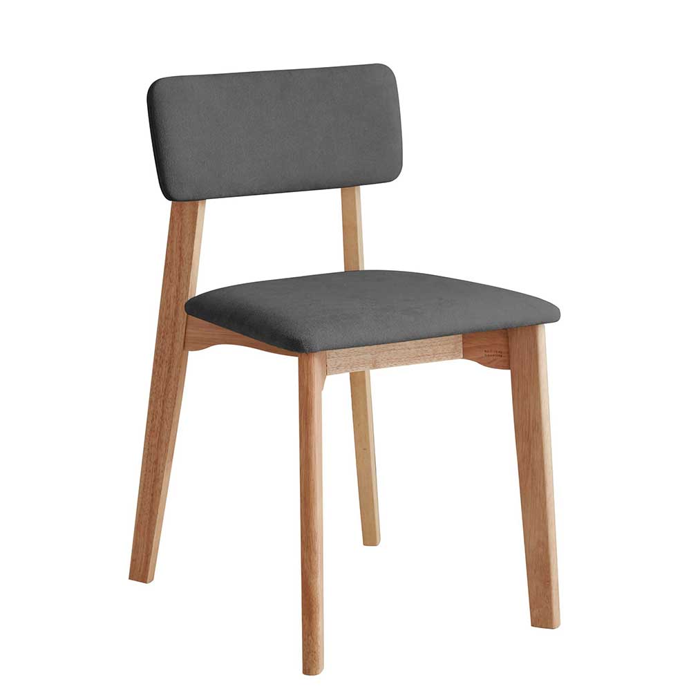 Möbel4Life Skandi Design Stühle in Anthrazit Webstoff Massivholzgestell
