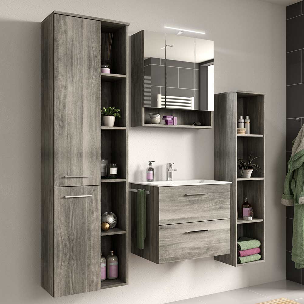 Möbel4Life Modernes Waschplatz Set mit Spiegelschrank Waschbecken inklusive (vierteilig)
