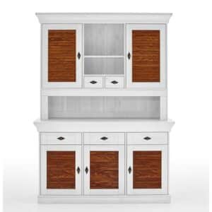 Life Meubles Buffeschrank im Landhausstil Kiefer Bernsteinfarben und Weiß