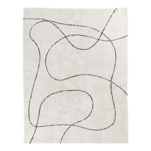 4Home Skandi Stil Teppich Creme Weiß mit abstraktem Muster Schwarz