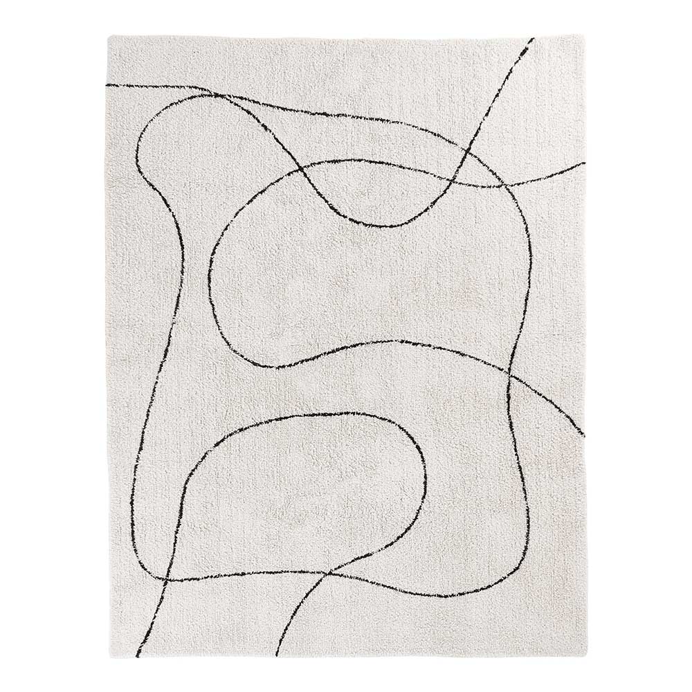 4Home Skandi Stil Teppich Creme Weiß mit abstraktem Muster Schwarz