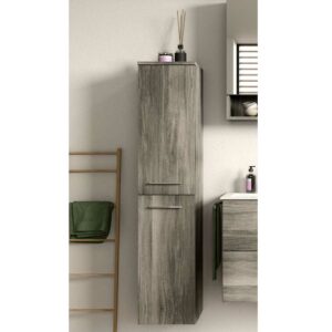 Möbel4Life Midi Badschrank hängend 136 cm hoch Holzoptik Rauchgrau Touchwood