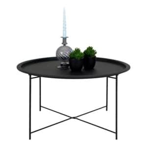 4Home Metall Wohnzimmertisch in Schwarz runder Tischplatte
