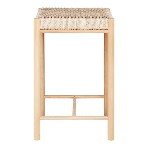 4Home Hochhocker im Skandi Design Pappel Massivholz und Kordelgeflecht