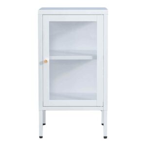 4Home Weißer Metallschrank mit Glastür 70 cm hoch - 38 cm breit