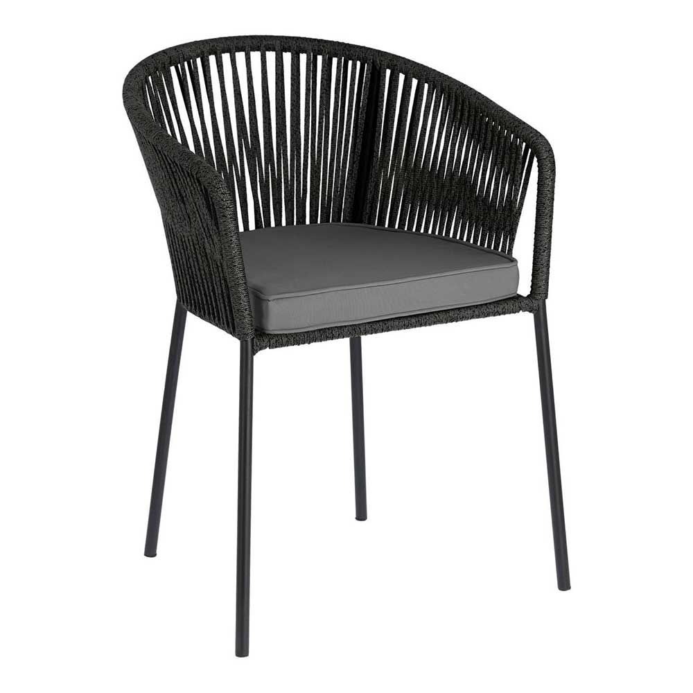 4Home Stühle In- und Outdoor geeignet Kordel Geflecht und Stahl (4er Set)