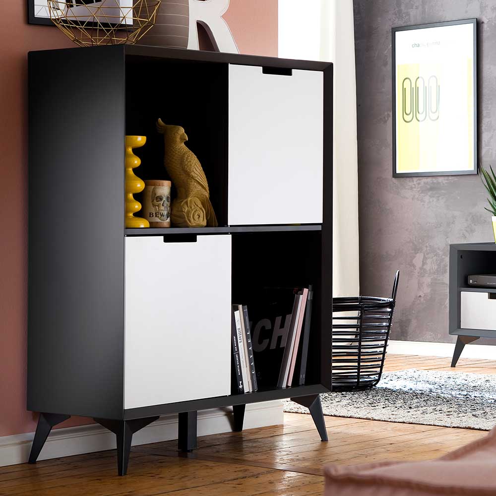 TopDesign Highboard in Grau und Weiß Wechselfront