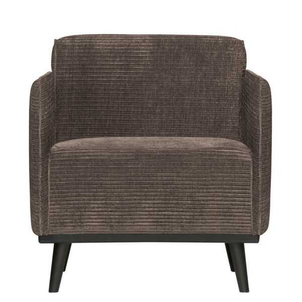 Basilicana Federkern Sessel in Taupe Rippen Strukturstoff