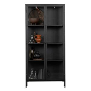 Basilicana Wohnzimmer Vitrinenschrank in Schwarz pulverbeschichtet