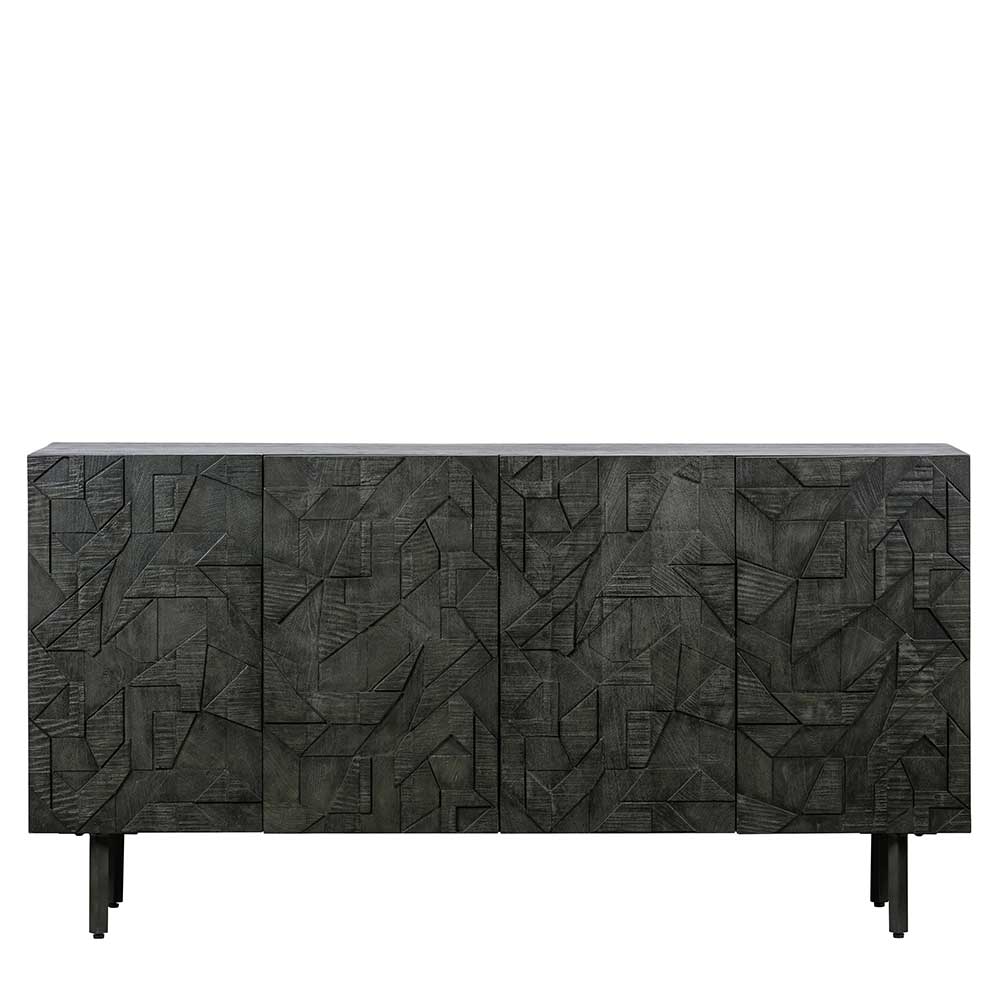 Basilicana Design Sideboard mit geschnitzter Front Schwarz