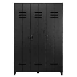 Basilicana 3 Türen Spindschrank in modernem Design schwarz lackiert