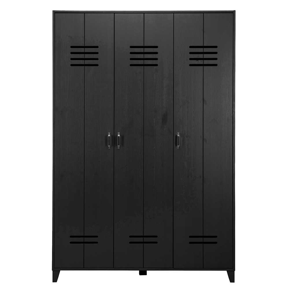 Basilicana 3 Türen Spindschrank in modernem Design schwarz lackiert