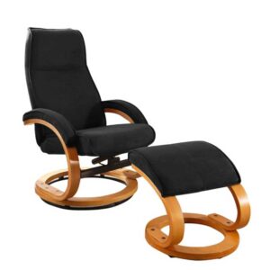 Möbel4Life Drehbarer Design Sessel in Schwarz Microfaser Fußhocker (zweiteilig)