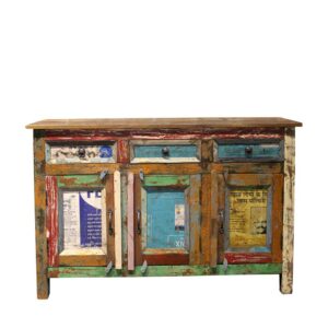 Möbel4Life Auffälliges Sideboard im Shabby Chic Design buntem Recyclingholz