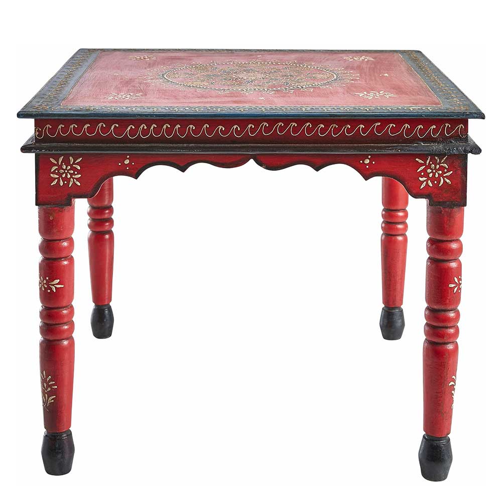 Möbel4Life Shabby Chic Tisch in Rot und Bunt handgearbeitet
