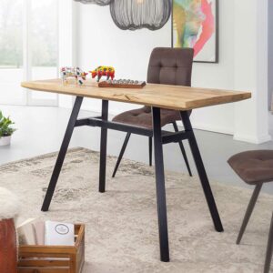 Möbel4Life Echtholztisch aus Mangobaum Massivholz A-Fußgestell aus Edelstahl