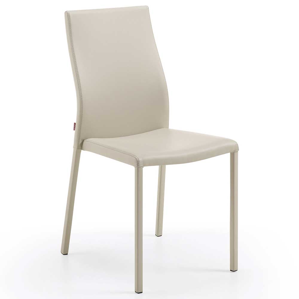 4Home Stühle in Beige Kunstleder Metallgestell (4er Set)