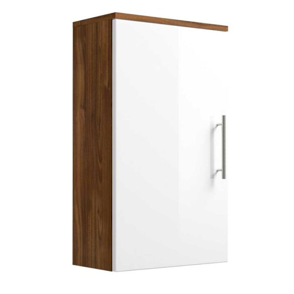Möbel4Life Badezimmer Hängeschrank in Weiß Hochglanz Walnuss 40 cm breit