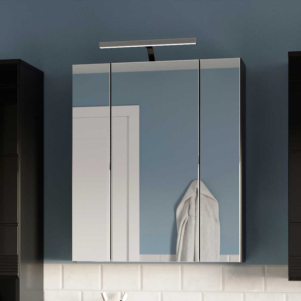 Möbel4Life Badezimmer Spiegelschrank in Schwarz 3 türig