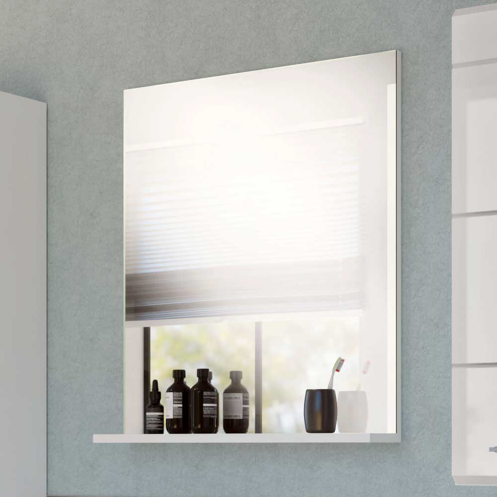 Möbel4Life Moderner Bad Wandspiegel mit Ablage Weiß