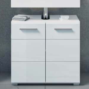 Möbel4Life Moderner Waschtischunterbau in Weiß Hochglanz 60 cm breit