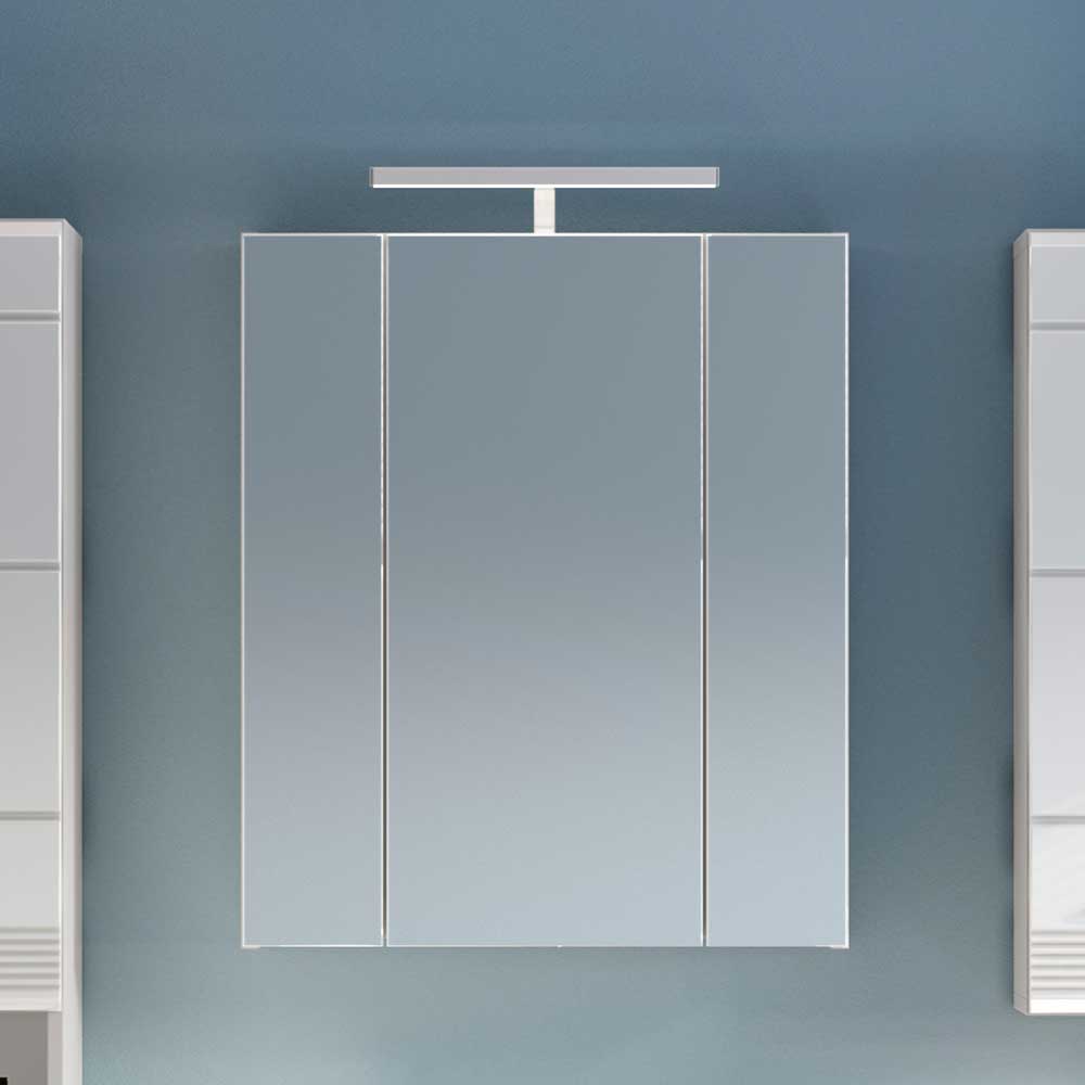 Möbel4Life 3 türiger Spiegelschrank in Weiß 60 cm breit