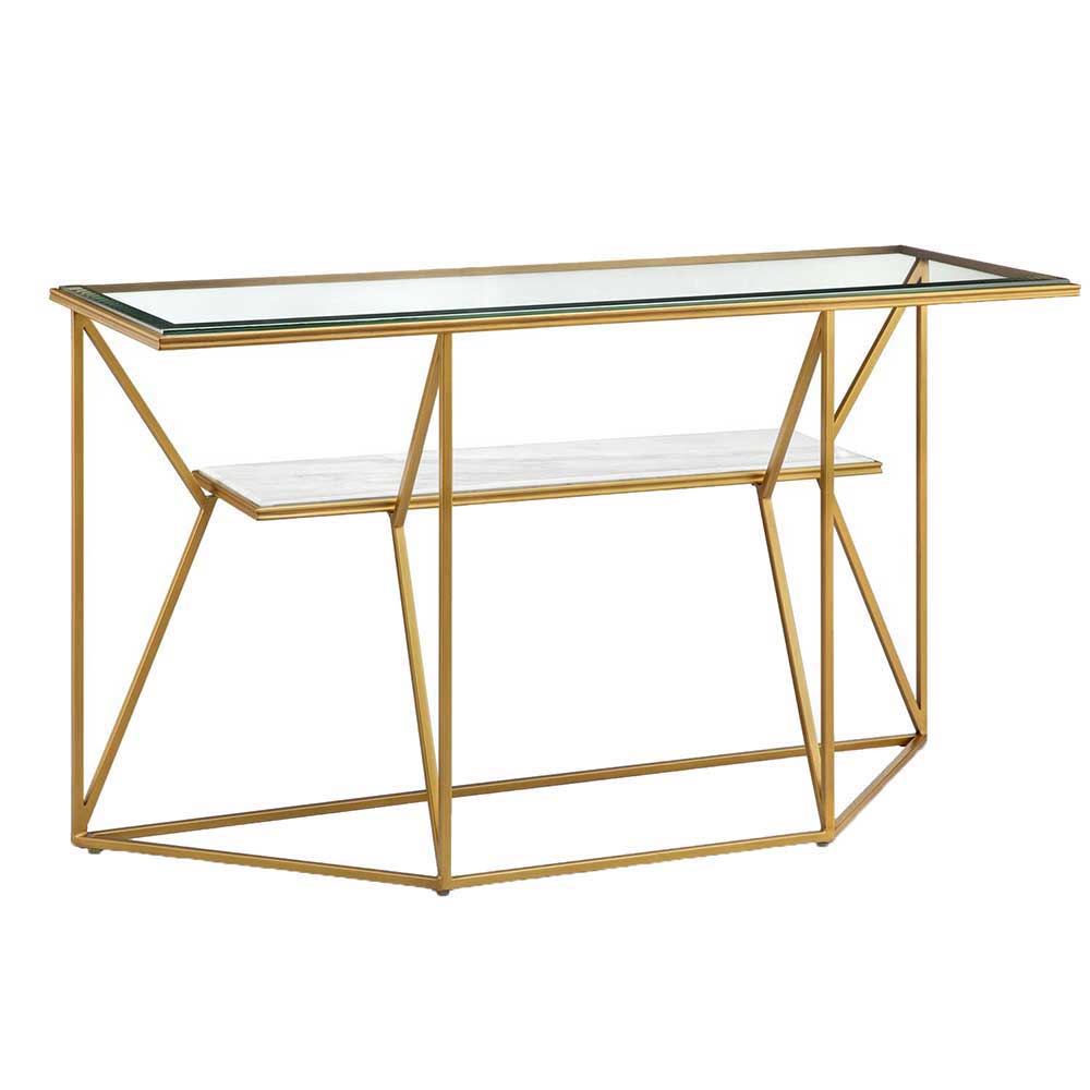 Rubin Möbel Design Flur Tisch in Goldfarben Klarglasplatten