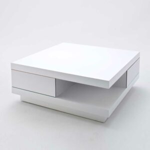 TopDesign Design-Couchtisch in Hochglanz Weiß 2 Schubladen