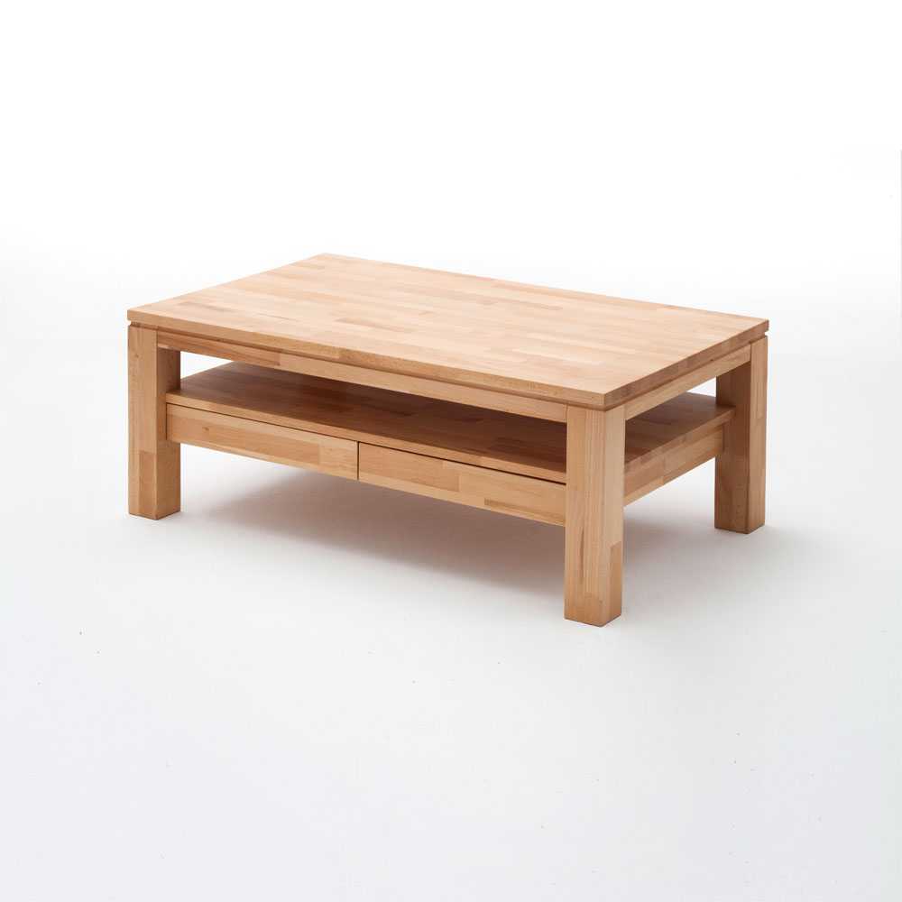 TopDesign Couchtisch aus Kernbuche Massivholz 2 Schubladen