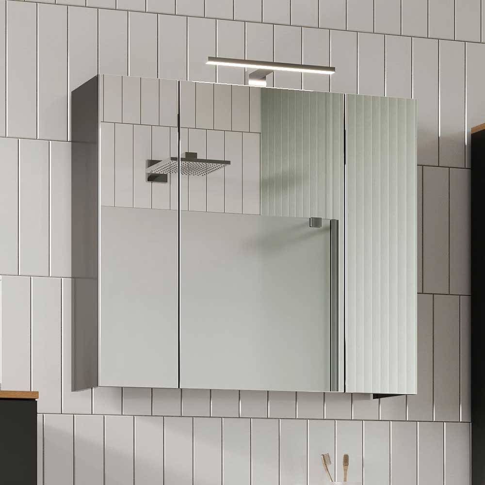 Möbel Exclusive Badschrank Spiegel mit LED Beleuchtung Steckdose innen