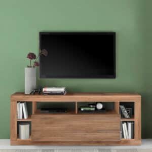 Homedreams TV Lowboard in Holzoptik Naturfarben Klappe und offenen Fächern