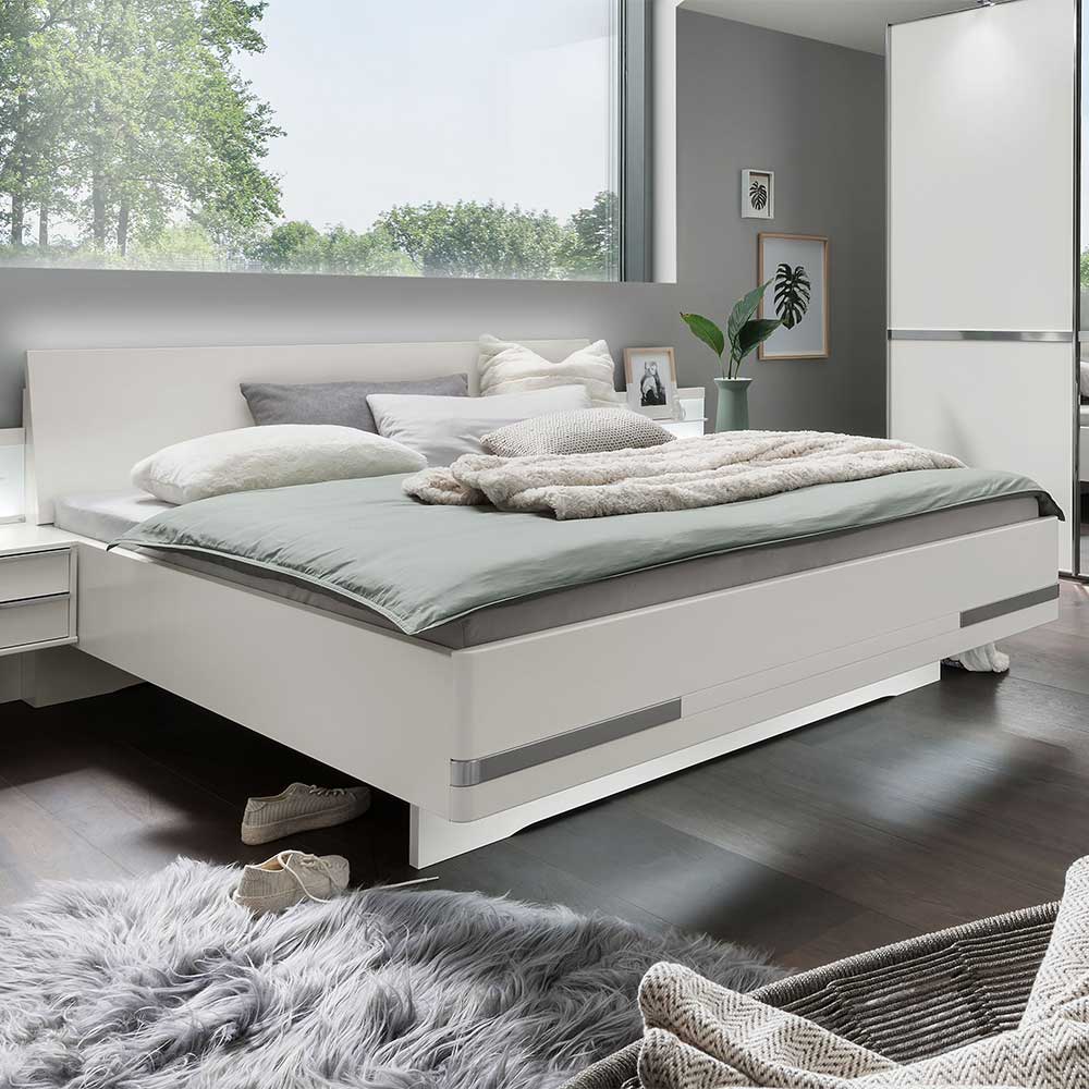 Franco Möbel Modernes Komfortbett in Weiß & Chromfarben 48 cm Einstiegshöhe