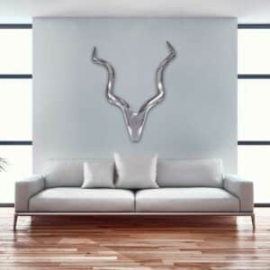 Möbel4Life Deko Antilope Wand aus Aluminium 110 cm hoch