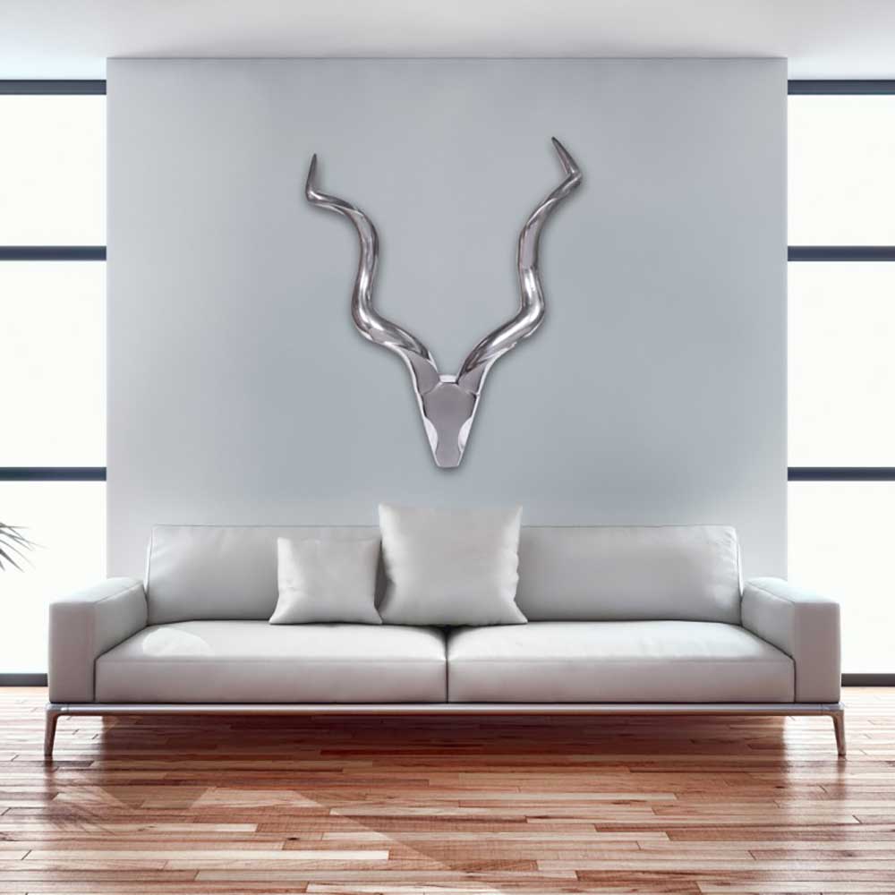 Möbel4Life Deko Antilope Wand aus Aluminium 110 cm hoch
