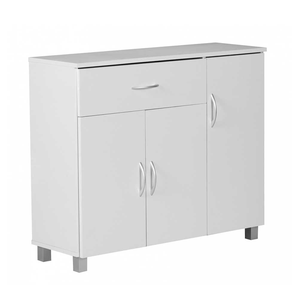 Möbel4Life Flur Sideboard in Weiß 3 türig 1 Schublade