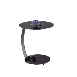 Möbel4Life Glasplatten Tisch 52 cm hoch Schwarz und Chrom