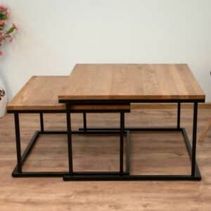 4Home Wohnzimmer Tische mit Massivholzplatte modernem Design (zweiteilig)