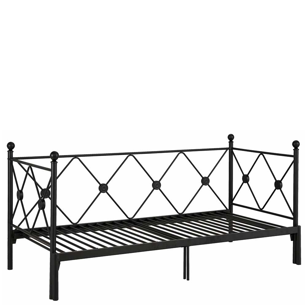 Möbel4Life Vintage Metall Bett in Schwarz 28 cm Einstiegshöhe