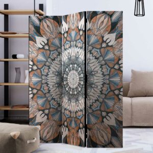 4Home Raumtrenner Paravent mit Leinwand Füllung Mandala Motiv