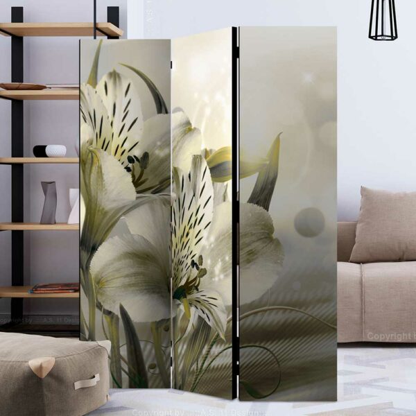 4Home Trennwand mit Lilien Motiv Leinwand Füllung
