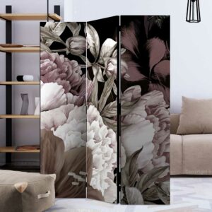 4Home Raumteiler Paravent im Vintage Look Blumen Motiv