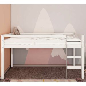 Möbel4Life Kinderzimmer Hochbett in Weiß Kiefer Massivholz