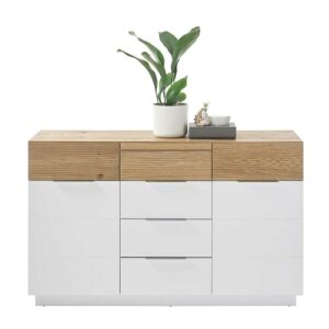 TopDesign Helles Sideboard im Skandi Design vier Schubladen & zwei Türen