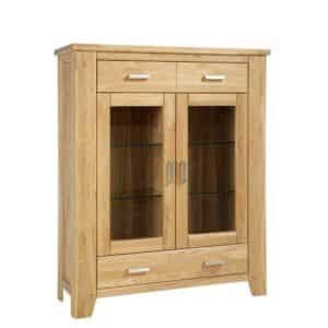 Natura Classico Highboard Vitrine aus Wildeiche Massivholz Soft Close Funktion